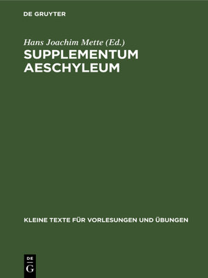 cover image of Supplementum Aeschyleum